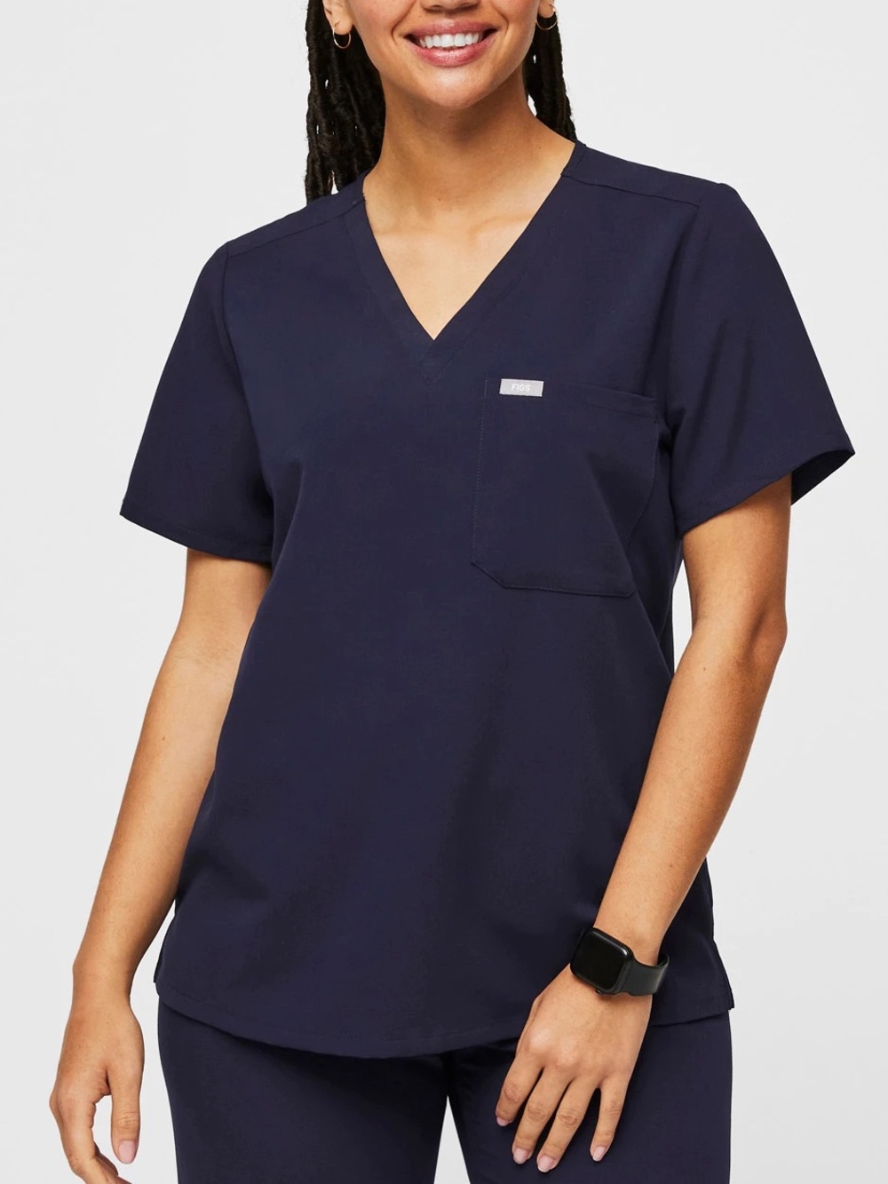 Figs Catarina One-Pocket Scrub Top in Navy Blue